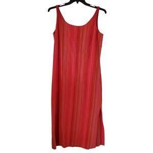Vintage David Brooks Womens Striped Linen Blend Midi Dress Size 10 Red